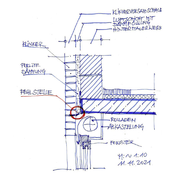 Architekten-Gutachten Skizze Rolladendetail